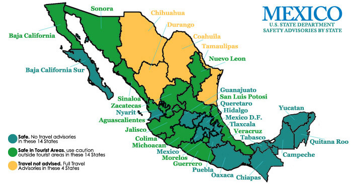 safe in mexico map